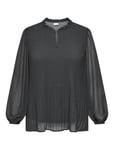 ONLY Carmakoma Carpiona L/S Plisse Blouse Wvn Svart