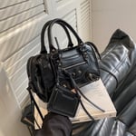 Vintage Väska Kvinnor Ny Lyx Kvalitet Mjukt Läder Handväska Kvinna Casual Damer Skulder Shopping Pack Mobiltelefon Väska Tjej Black-WELLNGS Black 24x15x8 cm