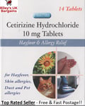 Hayfever Allergy Relief 14 Tablets - 10mg Cetirizine Hydrochloride Skin Dust Pet