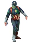 Zombie Captain America Costume Mens Halloween Marvel Fancy Dress