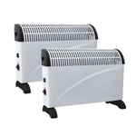 2X CONVECTOR RADIATOR ADJUSTABLE THERMOSTAT CARRY HANDLES STANDING HEATER 2000W