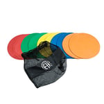 Fitness Health Flat Set of 10 Round Disc Markers - Strong, Durable & Thick Rubber Discs - 21cm Multi-Coloured Discs - Non-Slip Spot Markers For Outdoor, Indoor Use - Suitable for Hard, Soft Surfaces