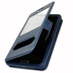 Ulefone Power 3L Extra Slim Blue Folio Case X 2 Windows i ekologiskt kvalitetsläder med magnetisk stängning och sömmar