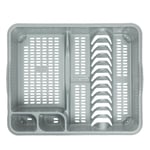 Dish Drainer Strainer Pots Drying Rack Grey Home Kitchen Cutlery Holder