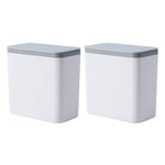 White Kitchen Bin Recycling and Waste Double 2x2L, Small Slim Waste Bin for Home, Plastic Table Top Bin with Lid for Bedroom, Set of 2-2xgreen