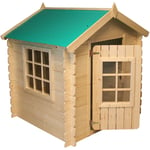 Cabane enfant exterieur 1m2 - Maisonnette en bois pour enfants - Toit vert - Cabane bois enfant 114x111xH121cm - sans plancher Timbela M570Z-1