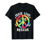 Peace Love Rescue Dog Paws Tie Dye Rainbow Animals T-Shirt