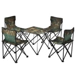 Portable Folding Table and Chair Set, Camping Tables That Fold Up Lightweight, Outdoor Camping Table and Garden Table for Barbecue or Picnic Party - With 4 Folding Stools