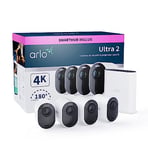 Arlo Ultra 2 4K + Câble de Chargement supplémentaire, Caméra de Surveillance WiFi Extérieure sans Fil, Autonomie de 6 Mois, Vision Nocturne en Couleur, Essai Secure Inclus, 4 Caméras Blanc
