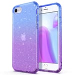 ULAK iPhone SE 2020 Case, Clear Soft TPU Bumper Cover Anti-Scratch & Shockproof Transparent Protective Phone Case for Apple New iPhone SE 2020 / iPhone 7 / iPhone 8 4.7 Inch, Purple