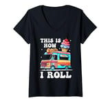 Womens THIS IS HOW I ROLL Ice Cream Truck Food Truck Food V-Neck T-Shirt