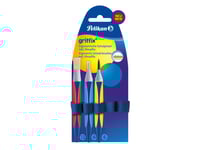 Pelikan 700726, Penselset, Lys Pensel, Syntetisk, Plastik, Blå, Rød, Gul, 6, 12