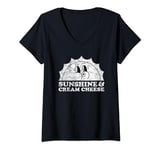 Womens Sunshine and Cream Cheese Retro Vintage Sun V-Neck T-Shirt
