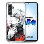 Cokitec Coque Renforcée en Verre Trempé pour Samsung Galaxy A54 5G Manga Tokyo Ghoul Kaneki Blanc