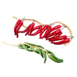 Nrpfell 2Pcs Best Artificial Chilli String Hot Peppers Hanging String Home Decor Vegetable Fruit - Green & Red