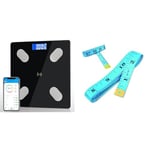 Diboniur Balance Pese Personne, Balance Connectée Balance Impedancemetre pour IOS et Android & PARENCE.- Mètre à Ruban de Tailleur/Ruban de Mesure pour Couturier Inscription Double Face - 150cm
