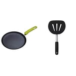 Colourworks CWCPGRN KitchenCraft Non-Stick Pancake Pan, Aluminium, Green, 24.2 x 40.3 x 7 cm & OXO Good Grips Silicone Flexible Pancake Turner