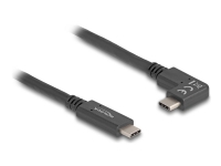 Delock - USB-kabel - 24 pin USB-C (hane) till 24 pin USB-C (hane) vinklad - USB 3.2 Gen 2 - 3 A - 1 m - USB Power Delivery (60W), 4K144 Hz (3840 x 2160) stöd, upp till 10 Gbps dataöverföringshastighet, stöd för DP Alt-läge, E-marker - svart