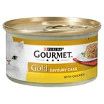Gourmet Gold Wet Cat Adult Food Savoury Cake Chicken Can, 85 g - Pack of 12
