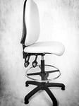 WHITE VINYL DRAUGHTSMAN OFFICE HIGH COUNTER LAB CHAIR