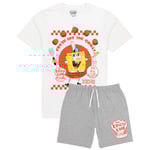 SpongeBob SquarePants Herr Kort Pyjamas Set M Vit/Grå White/Grey M