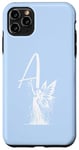 Coque pour iPhone 11 Pro Max Silhouette de fée enchanteresse bleue avec monogramme initiale A