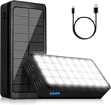 Portable Solar Charger 30000mAh, Solar Power Bank with 4 Outputs & Dual Inputs