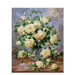 Paint by Numbers for Adults and Kids DIY Oil Painting Gift Kits Pre Printed Canvas Art Home Decoration White Camellia vase