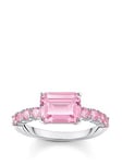 Thomas Sabo Heritage Glam Pink Solitaire Ring: 925 Silver and Pink Zirconia, Pink, Size 52, Women