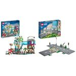LEGO 60380 City City Centre Set, Model Building Kit & 60304 City Road Plates Building Toys, Set