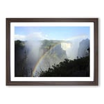 Big Box Art Victoria Falls Zimbabwe Rainbow Mountain Landscape Framed Wall Art Picture Print Ready to Hang, Walnut A2 (62 x 45 cm)