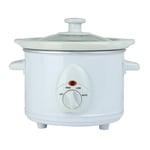 WHITE ROUND SLOW CERAMIC COOKER COOL TOUCH RAPID HEAT SYSTEM WARMER COOK 1.5L