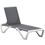 Chaise Patio Lounge with 5-Level Adjustable Back Wheels Texteline