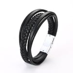 Flätade läderarmband för män och kvinnor, vävda manschettarmband, träpärlor, etniska tribalarmband