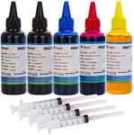 Aomya 500ml Universal Dye Ink Refill Kit for HP Canon Epson Brother Lexmark Printers Compatible Cartridges Refillable Cartridge CISS CIS System 4 Color Set with 4 Free Syringes (2BK, C, M, Y)