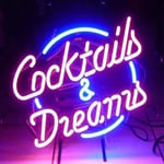 Cocktails and Dreams Real Glass Handmade Neon Light Sign Home Beer Bar Pub Recreation Room Game Room Windows Garage Wall Store Sign (Cocktails and Dreams 17"x14")