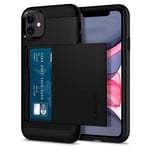 Spigen iPhone 11 (6.1) Slim Armor Card Slot Case - Black Slim - Dual Layer - Wallet Design with Card Slot Holder - Air-Cushion Technology (Certified Military-Grade Protection) - 076CS27435