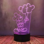 Mickey Mouse Balloon 3D Night Light Mickey Minnie Illusion 16 Color Dimmable LED Desk Lamp Portable Touch Remote Table Lamp Home Bedroom Decor Kid Baby Sleep Lighting Xmas Lava Bulb