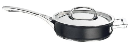 Circulon Infinite Saute Pan with Lid 24cm - Non Stick Induction Suitable Deep Frying Pan with Stainless Steel Lid, Base & Handles, Premium Dishwasher Safe, Heavy Gauge Hard Anodised Cookware