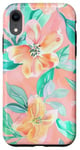 iPhone XR Blush Peach Pink Rose Floral Pattern Coral Mint Aqua Flower Case
