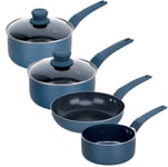2/3/4pc URBN-CHEF Diamond Ceramic Teal Induction Cooking Saucepan Frying Pan Pot Set (16cm Milkpan + 18+20cm Saucepan + 24cm Frying Pan)