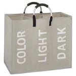 Triple Collapsible Laundry Basket Bag 60x90 Light Grey Polyester