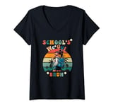 Womens Happy Girl : Last Day of School bruh we out Summer V-Neck T-Shirt