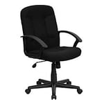 Flash Furniture GO-ST-6-BK-GG Mid-Back Black Fabric Executive Swivel Office Chair with Nylon Arms