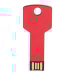 Rött USB-minne Aluminiumlegering Nyckelform Minnesenhet U-disk för Bil Dator Användning Hemtillbehör 16GB
