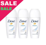 Dove Classic Deodorant Antiperspirant Roll-On For Women 3 pcs