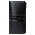 Mobil Plånbok i Konstläder med Korthållare & Blixtlåsfickor (max. mobil: 185 x 95 x 20 mm) - Svart