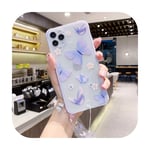 Fashion Cute Flower Butterfly Transparent Phone Case For iphone 11 Pro Max 7 8Plus XR XS Max SE 2020 With hand strap Back Cover-1-For iphone XR
