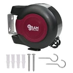 Ram® Corde à Linge rétractable avec Double câble – Séchoir à Linge Mural Robuste 2 x 15 m Bordeaux