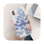 Surprise S Blue Watercolor Paint Leaf Phone Case For Iphone 11 Pro Max Xr Xs Max X 7 8 6S Plus Matte Hard Pc Phone Back Cover Bag-Blue-For Iphone Xr